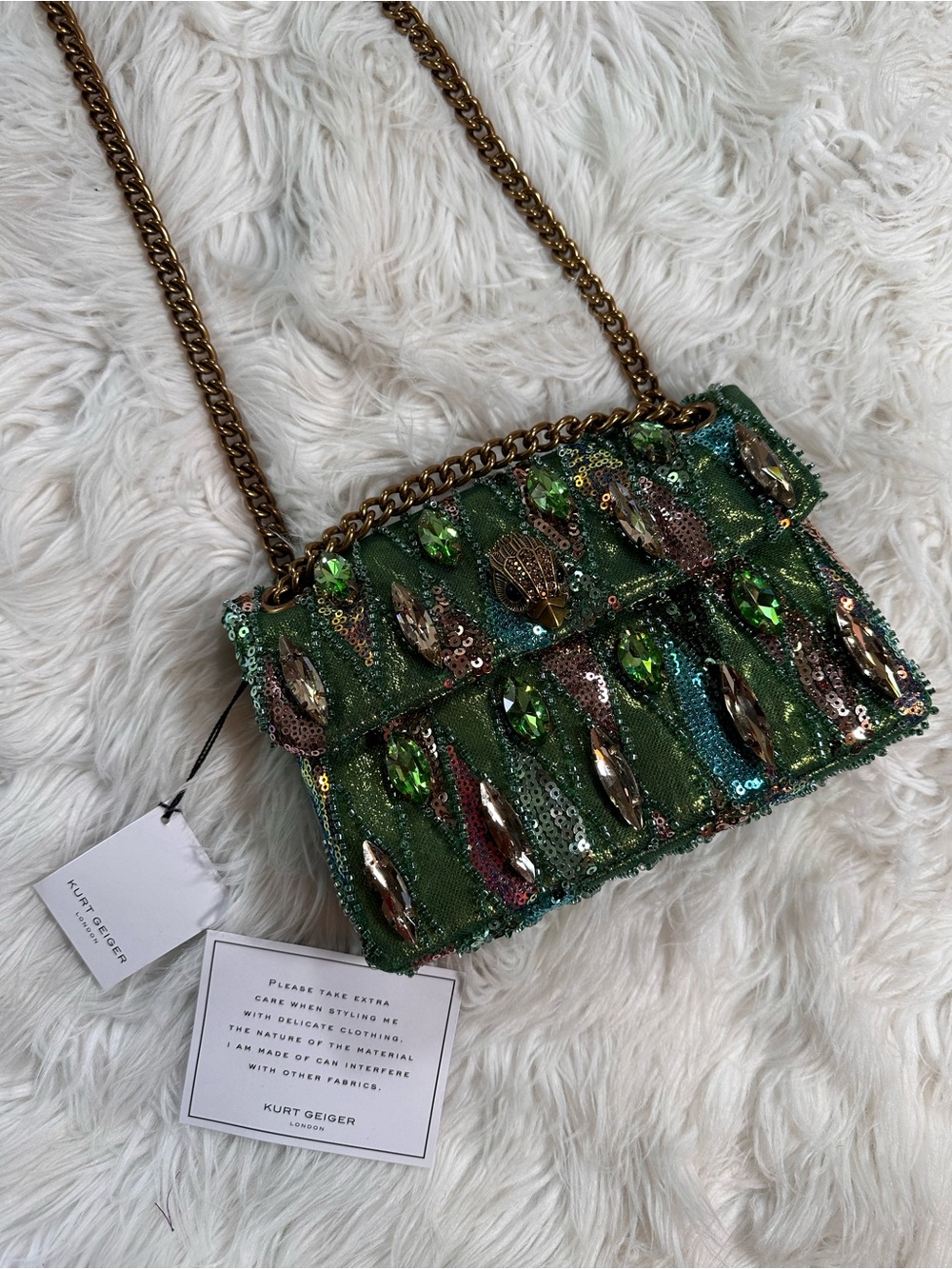 Kurt Geiger • Ornate Green Beaded & Sequin Mini Kensington - Picture 9 of 16